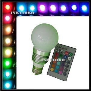 ledematen toxiciteit Napier Lamp E27 RGB Globe flash bulb, LED, E27, 16 Kleuren mét afstandsbediening -  Inkttoko • Uw adres voor inktcartridges en toners