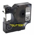 Dymo-D1--Lettertape-12-mm-Zwart-op-Zilver-GLITTER-(Compatibel)